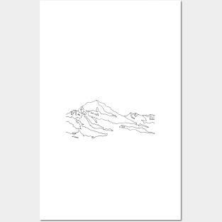 Line art mountain minimalistic Posters and Art